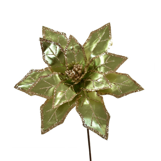 Majestic Metallic Poinsettia 24'' x 12'' in Sage/Champagne | QG