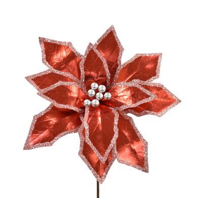 Majestic Metallic Poinsettia 24'' x 12'' in Red/White | QGC22