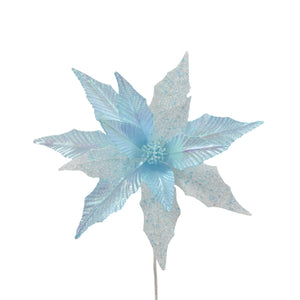 Beaded Iridescent Poinsettia 26" x 13.75" in Blue | QG