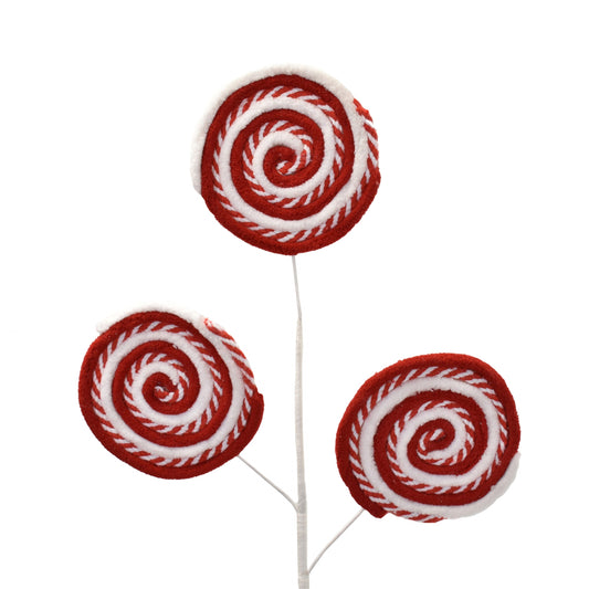 Chenille Candy Lollipop Spray 22" in Red/White | QGC22