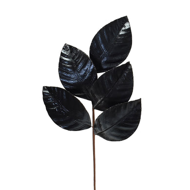 Wired Metallic Magnolia Leaf Spray 18.25