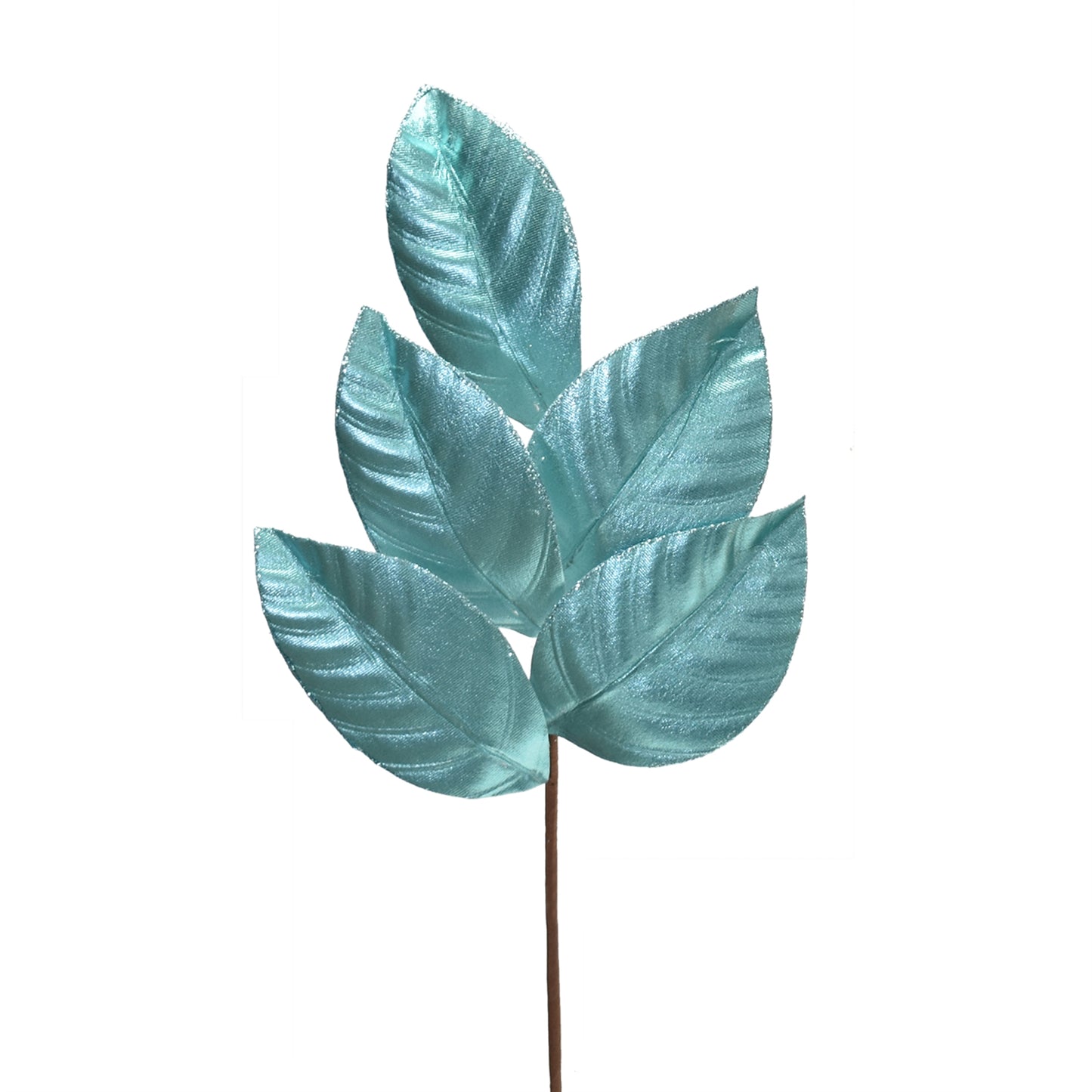 Wired Metallic Magnolia Leaf Spray 18.25" in Ice Blue | QGC22