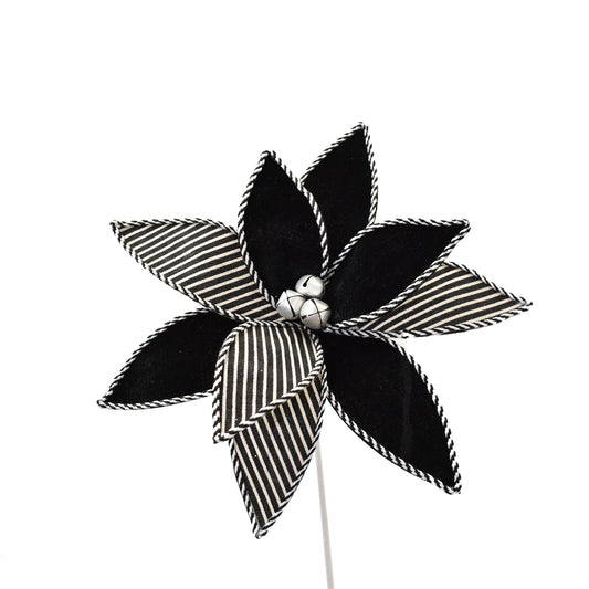 Fabric and Felt Poinsettia 25.75" x 12.25" in Black/White | QG