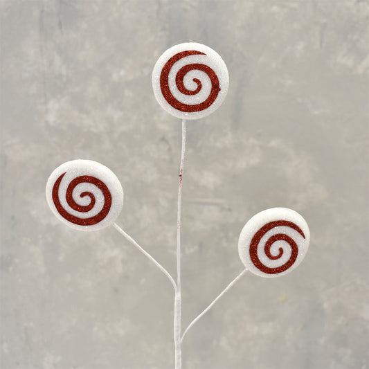 Peppermint Candy Swirl Stem 16" in Red/White | QGC22