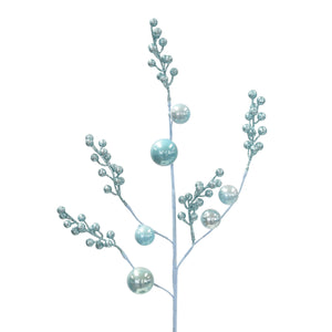 Glittered Berry/Shiny Ball Spray 28.5" in Ice Blue | QG