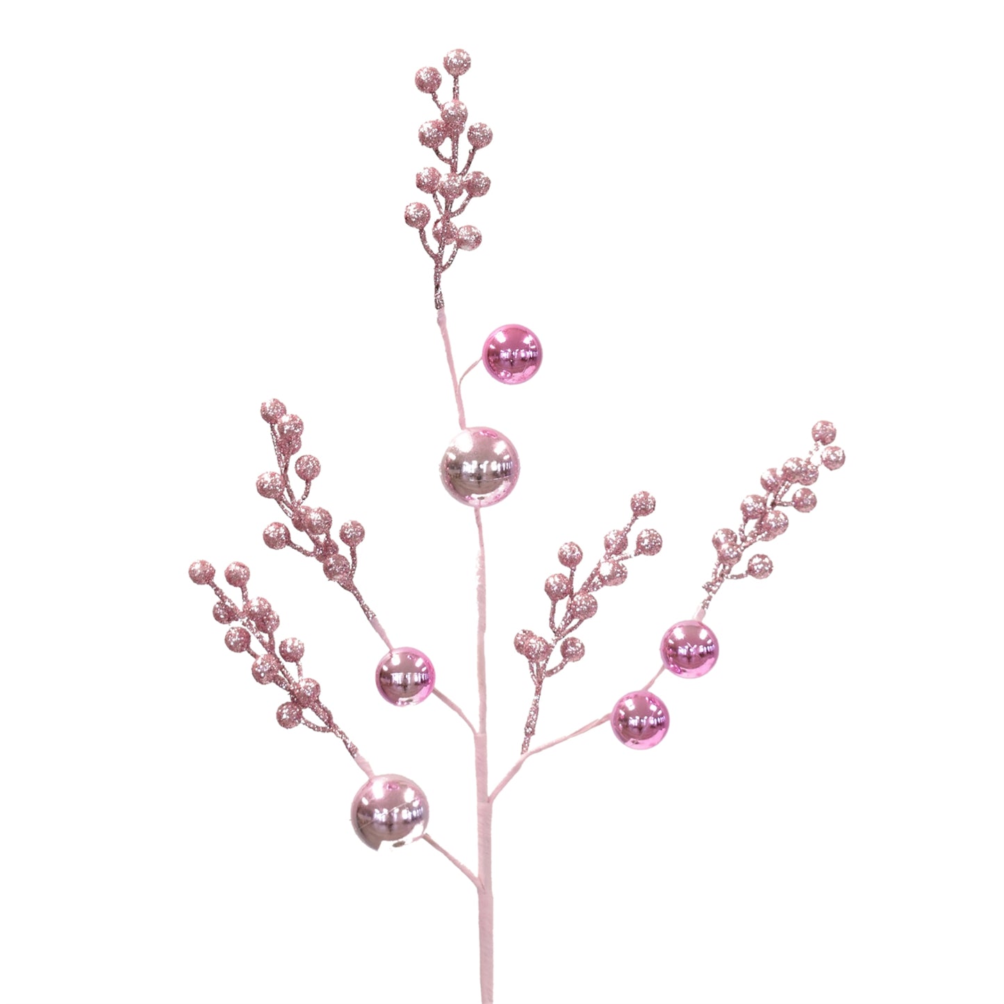 Glittered berry/Shiny Ball Spray 28.5" in Pink | QGC22