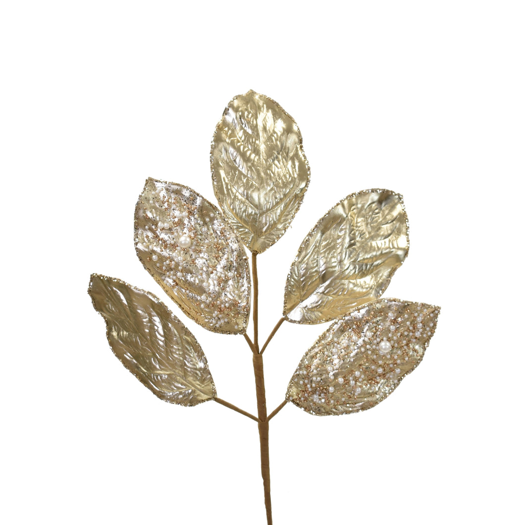 Mixed Sequin/Pearl Metallic Leaf Spray 23