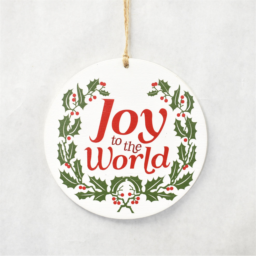 Wooden Joy Disk Ornament 5.75