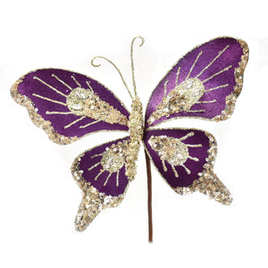 Velvet/Sequined Butterfly 9'' in Plum | QGC22