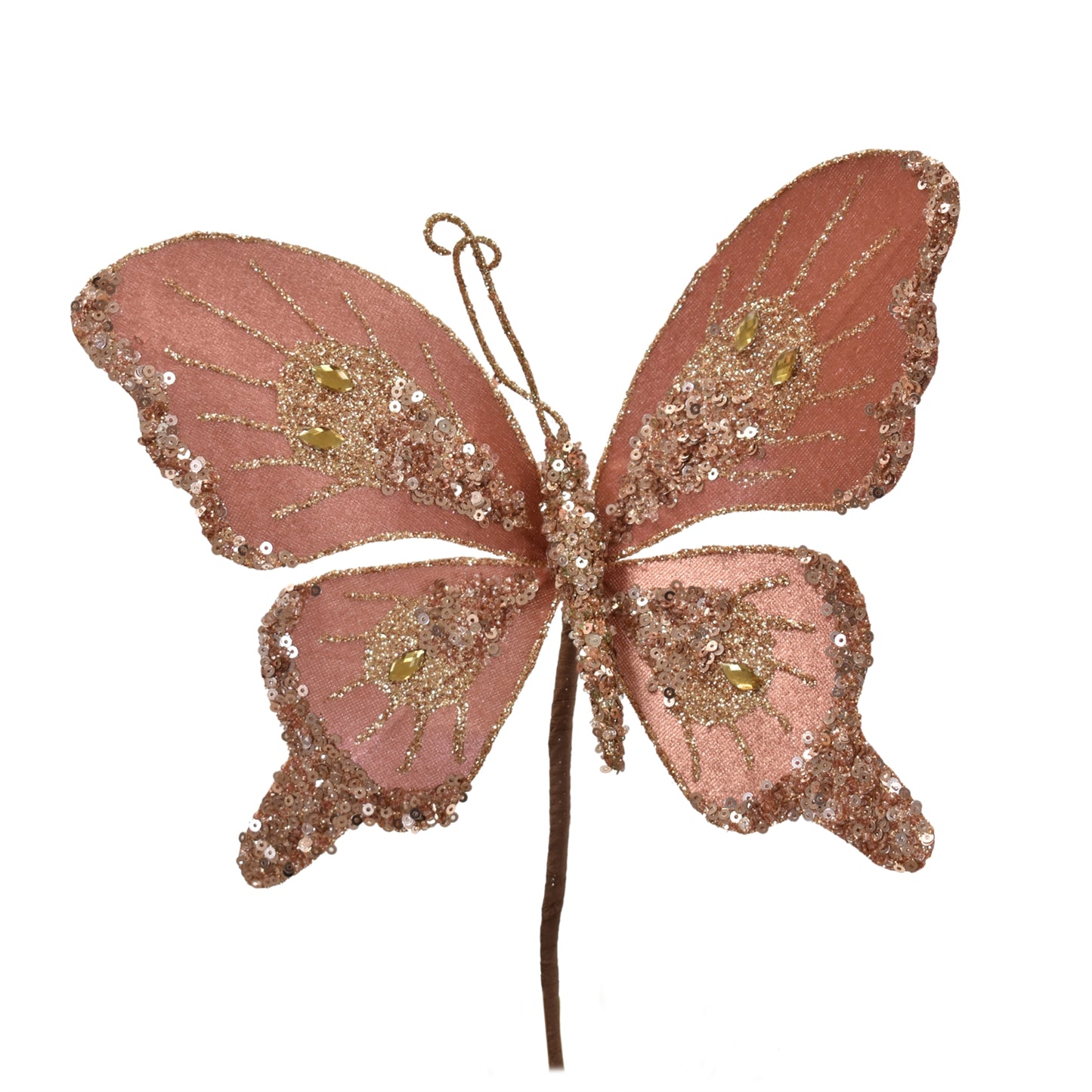 Velvet/Sequined Butterfly 9'' in Rose | QGC22