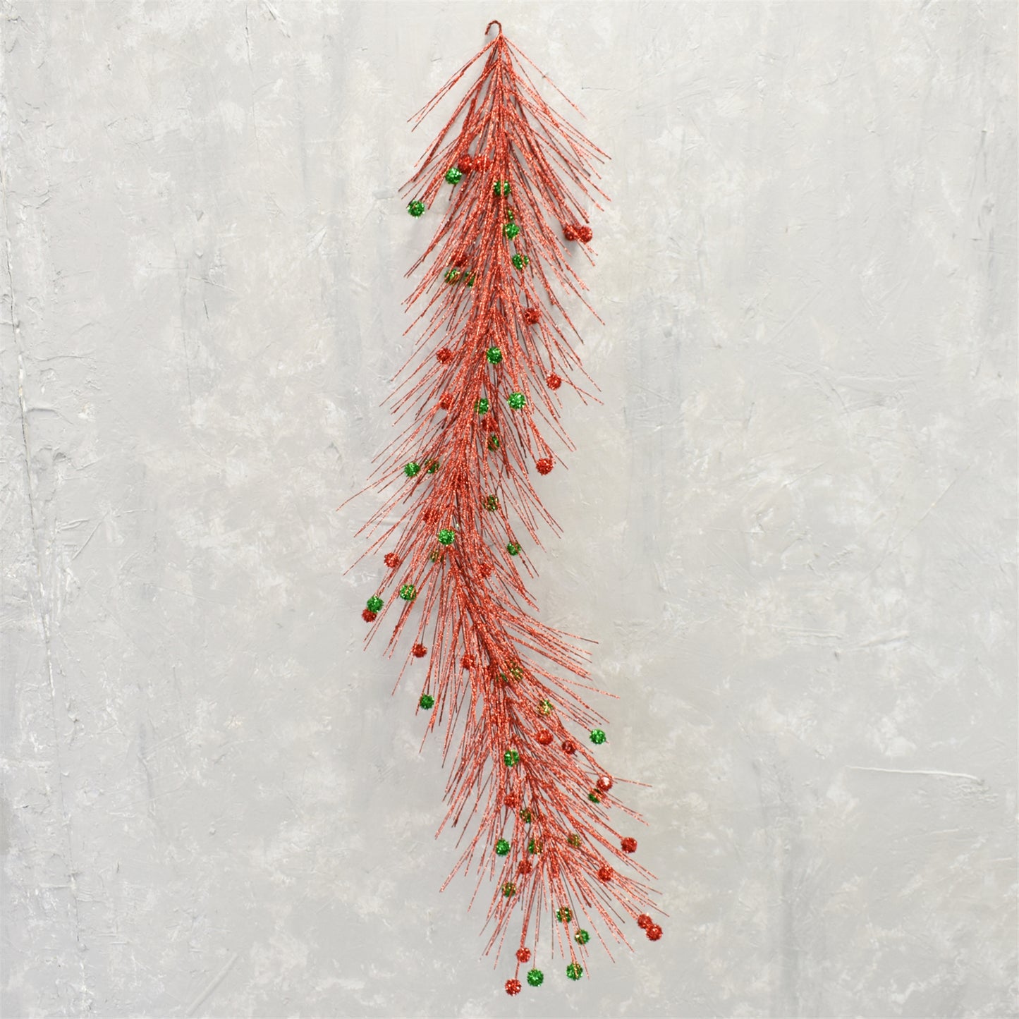 Wild Glitter Pine Garland with Balls 42" in Green/Red | QGC22