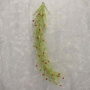 Wild Glitter Pine Garland with Balls 42" in Red/Green | QGC22
