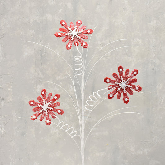 Frosted Felt Hanging Snowflake Spray 30" in Red/White | QGC22