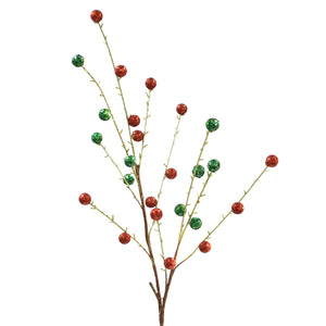 Glistening Ball/Berry Branch 37" in Red /Green | XJ