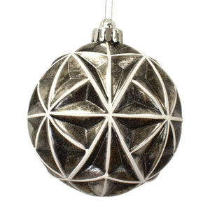 Antique Pewter Geometric Ball Ornament 5" | XJC22