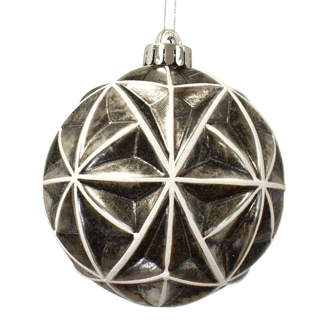 Antique Pewter Geometric Ball Ornament 5