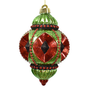 Reflector Finial Ornament 7" in Red/Green | XJC22