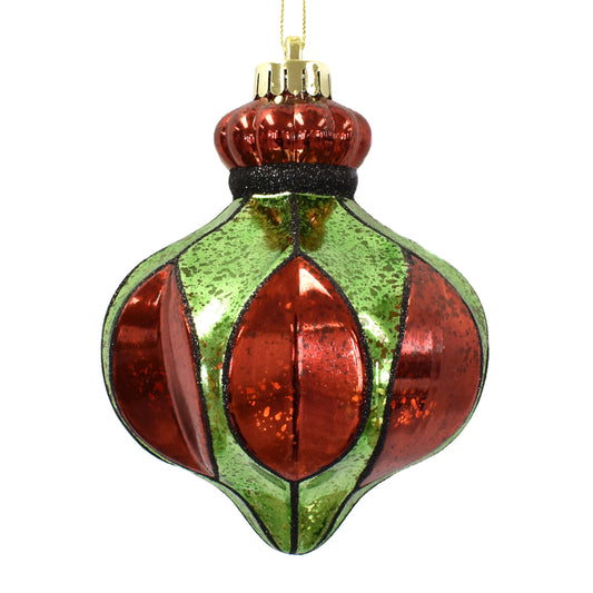 Lantern Reflector Ornament 6" in Red/Green | XJC22