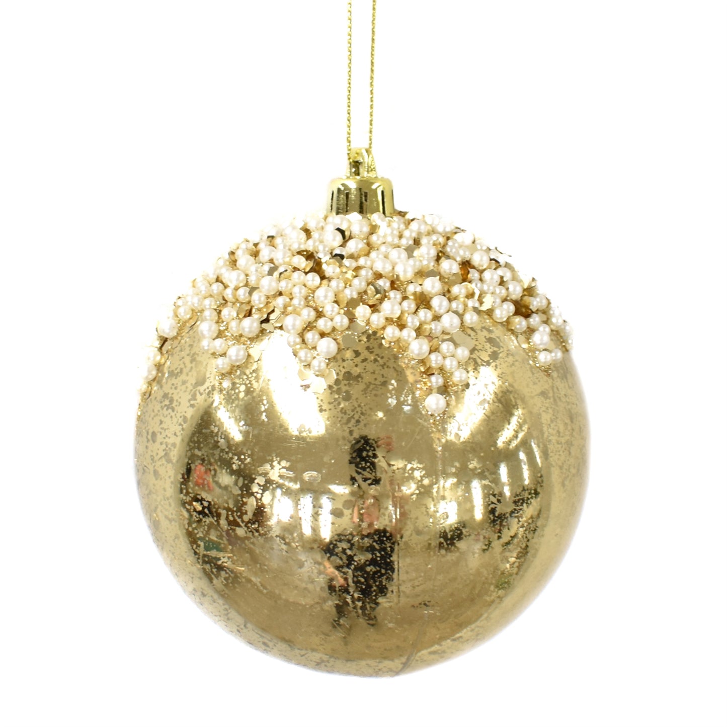 Pearl Icing Ornament Ball 4" in Lt. Gold | XJC22