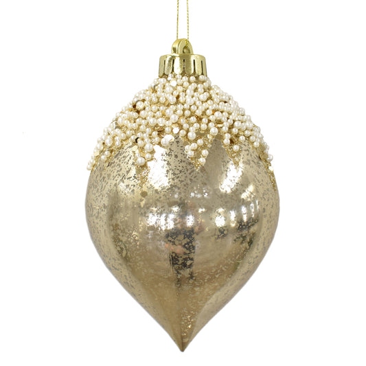 Pearl Icing Ornament Finial 6" in Lt. Gold | XJC22