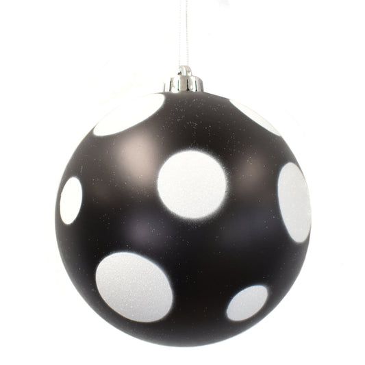 Matte Black Ball with White Glitter Dots 8" | XJB