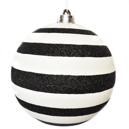 Matte Black Ball with White Glitter Stripes 8" | XJC22