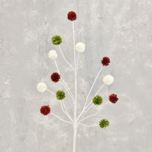 Dramatic Glittered Thistle Spray 24" in Red Green White | QD