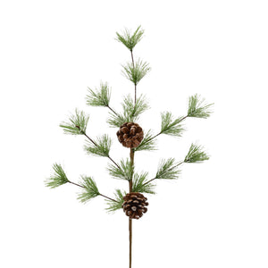 Sparkling Iced Pine And Pinecone Spray 25" in Frost Green | QD