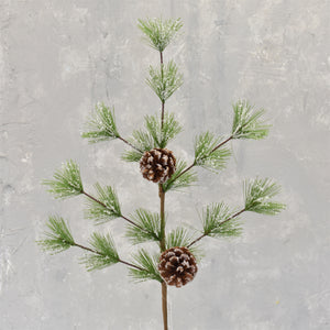 Frosted Pine And Pinecone Spray 25" in Frost Green | QDC22