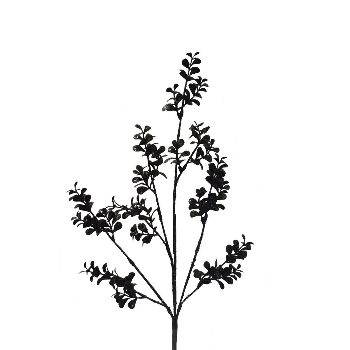 David Christopher's Exquisitely Glittered Boxwood Spray 30.75" in Black