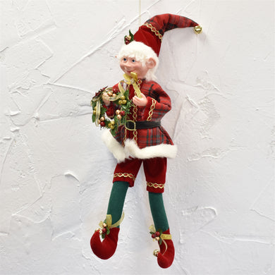 Poseable Whimsical Elf with Wreath 24.5