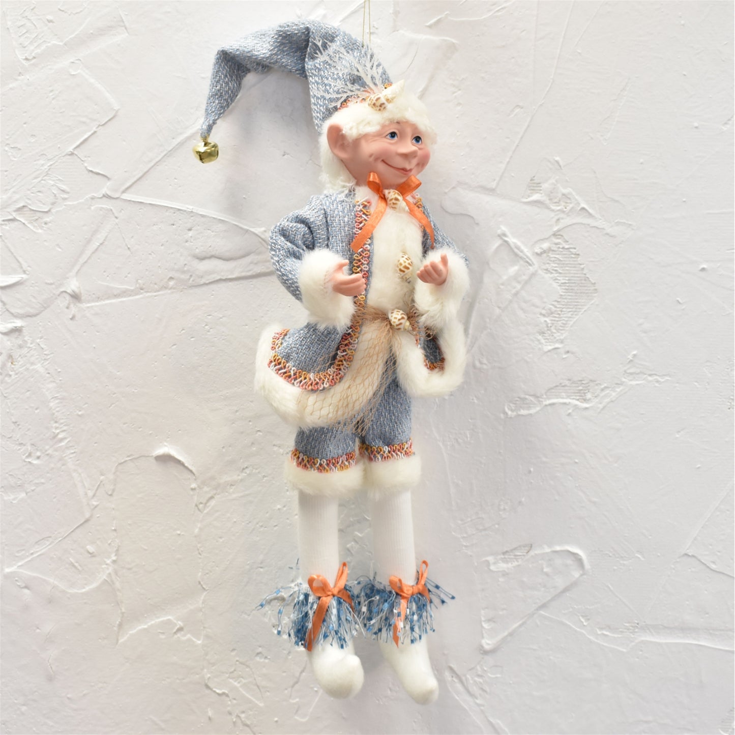 Poseable Whimsical Elf with Seashell Accents 25.5" in Blue Cream | BRC22
