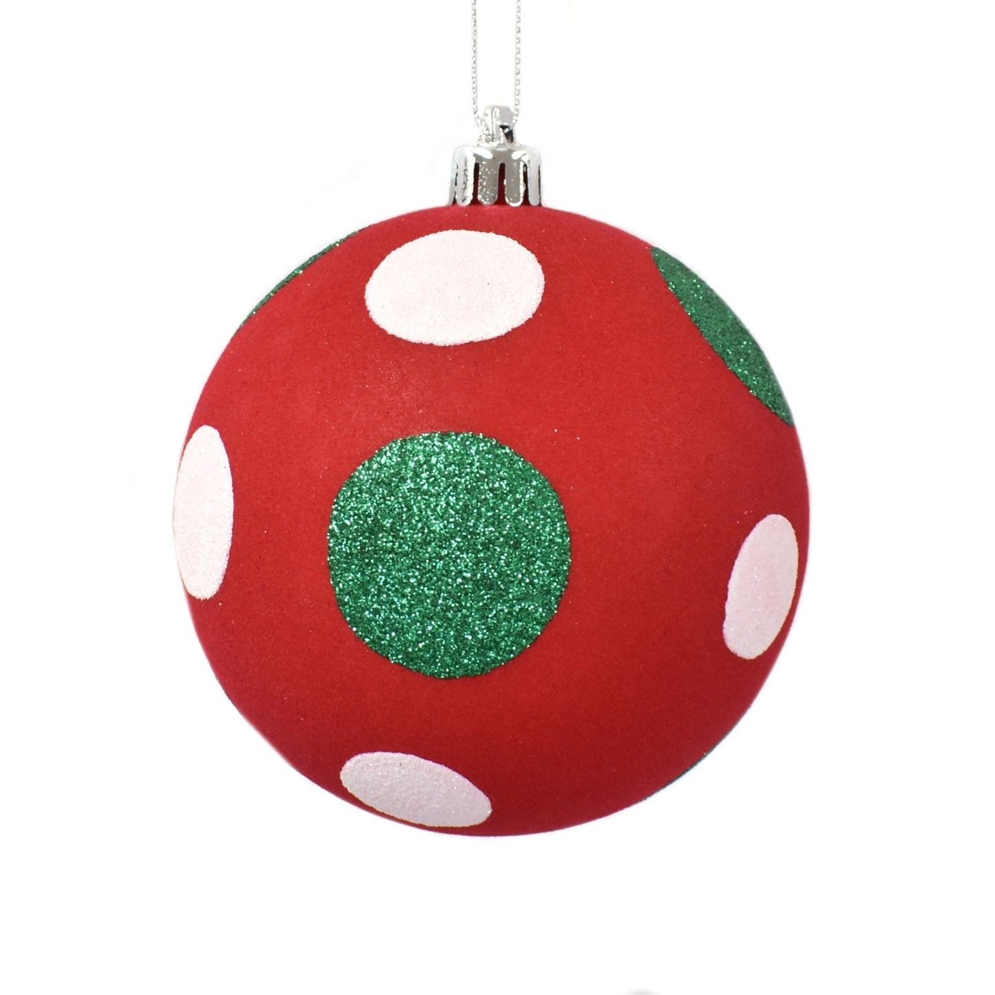 Candy Glitter Dot Ball 4" in Red/Green Mix | XJC22