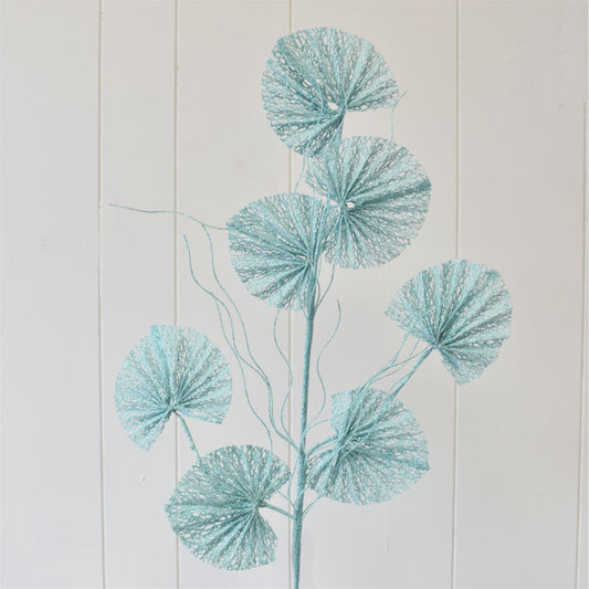 Delicate Coral Fan Leaf Spray 31" in Light Aqua | QDC22