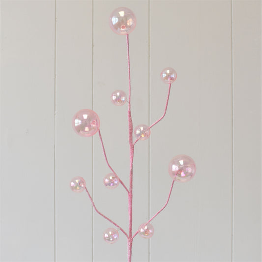 Glittered Spray with Iridescent Clear Bubble Orbs 30" in Pink | QDC22