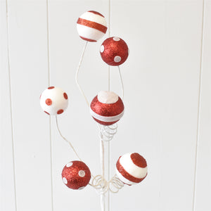 Dots and Stripes Spiral/Ball Spray 24" in White/Red | QDC22