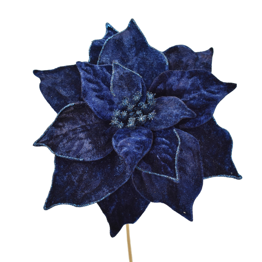 Lux Velvet Poinsettia 20'' in Midnight Blue | TAC22