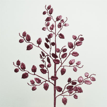 Glittered Holly Leaf Christmas Spray 26" in Plum | QD