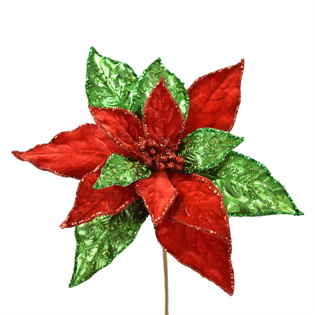 Holiday Elegance Poinsettia 20'' in Red/Emerald | TAC22