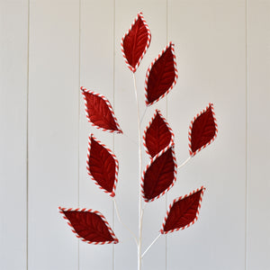 Candy Striped Leaf Spray 33" in Red/White | QD