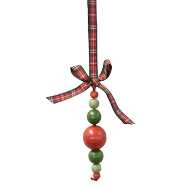 Wood Bead Drop Ornament 8'' in Red/Green | TA