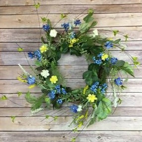 22" HANGING GARDEN WREATH - BLUE/YELLOW | QD