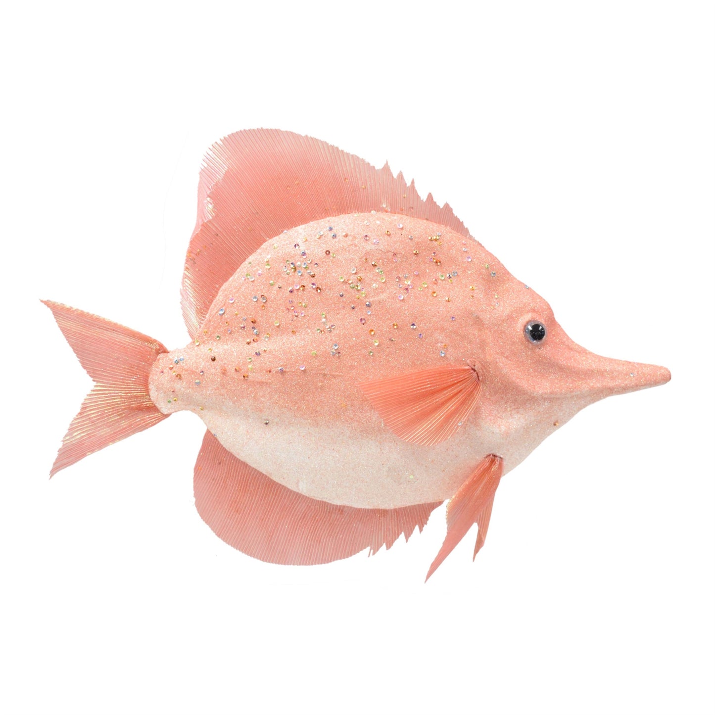 Enchanting Colorful Glittered And Sequined Fish 22" x 15.75" in Coral | BFC22