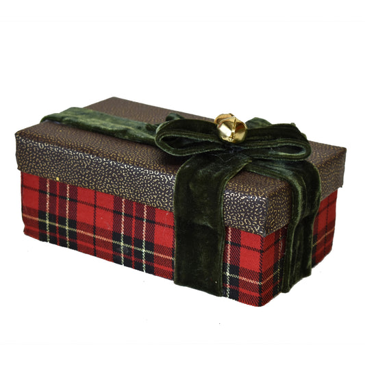 Stylish Faux Leather Wrapped Package 8" x 4" x 4.75" in Red Black Brown Gold | BFC22