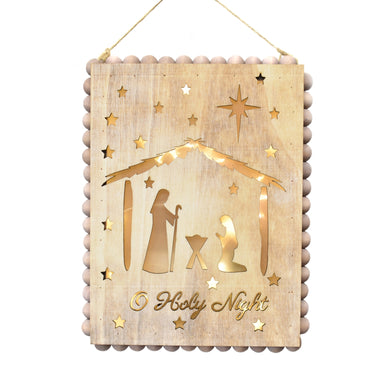 Wooden O Holy Night Lightup/Battery Operated Ornament/Wall Decor 8.5