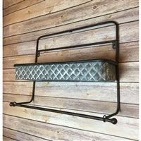20" Quilted Metal Wall Planter in Antique Gray | XJE