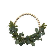 Load image into Gallery viewer, BOHO CHIC WOOD BEAD EUCALYPTUS WREATH 20&quot; | QSE