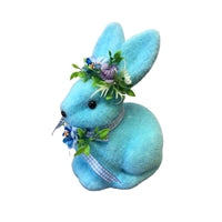 Hopping Bright Flocked Bunny in Blue 8" x 4.5" | BFE