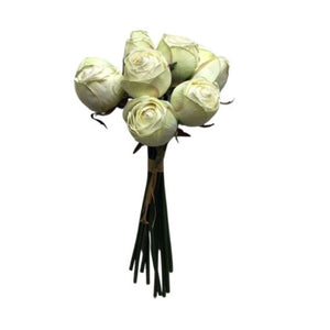 Faux dried rose Bouquet X 10 - Cream 10.5” | XJE