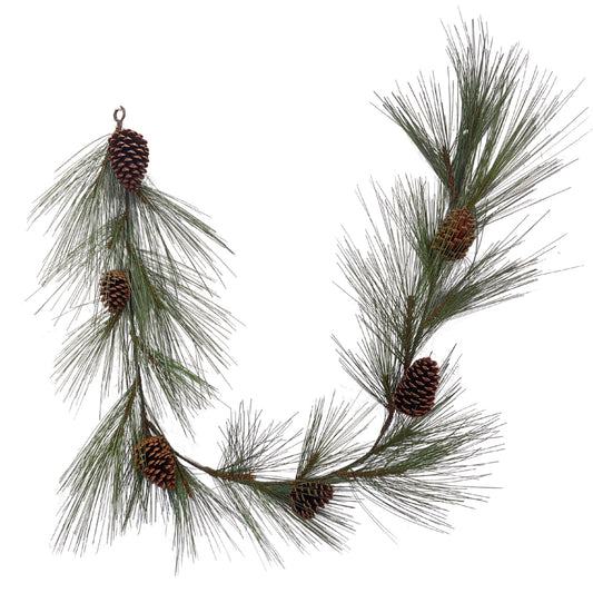 Southeastern Long Needle Pinecone Garland 72” - Green  | GS